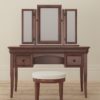 Antoinette dark mahogany dressing table and stool with Mirror resting above front