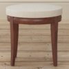 Antoinette dark mahogany stool with cream fabric seat