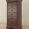 Antoinette dark mahogany tall 6 chest of drawers side